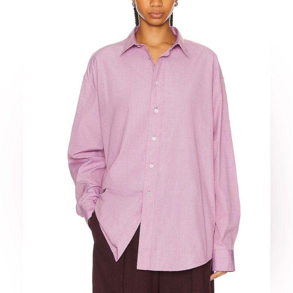 The Row Attica Light Pink Oversized Button Down Shirt